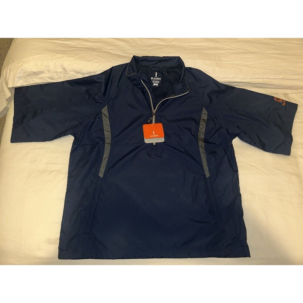 Elevate Sports Jacket Mens Size L Navy Blue Short Sleeve Windbreaker 1/2 Zip NWT